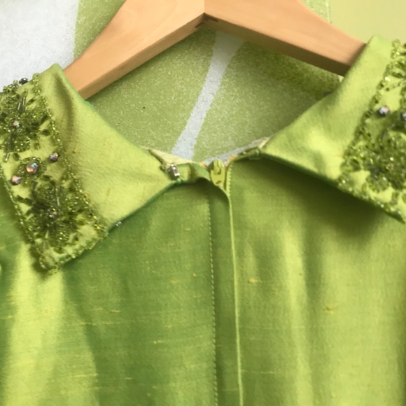 Stunning Raw Silk Beaded Vintage Dress - Picture 8 of 11